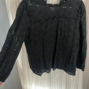 Black Eyelet Lace Women's Top